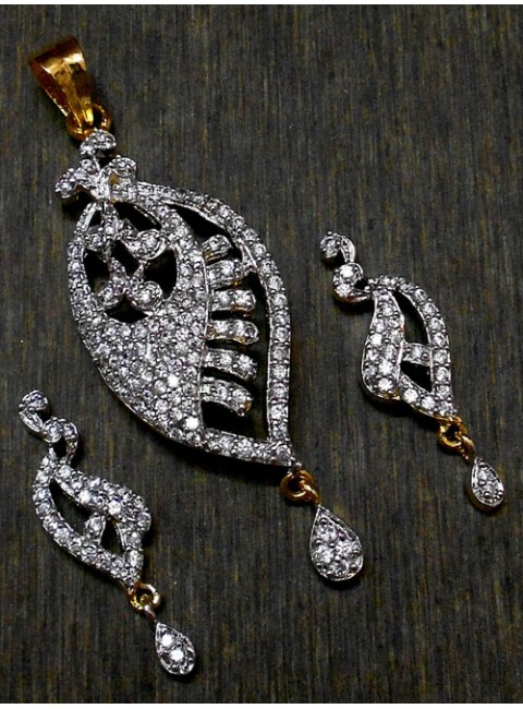 CZ Pendant With Earrings